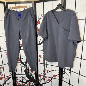 FIGS Technical Collection Scrubs Set XXL Top & XL Bottom Grey read description.